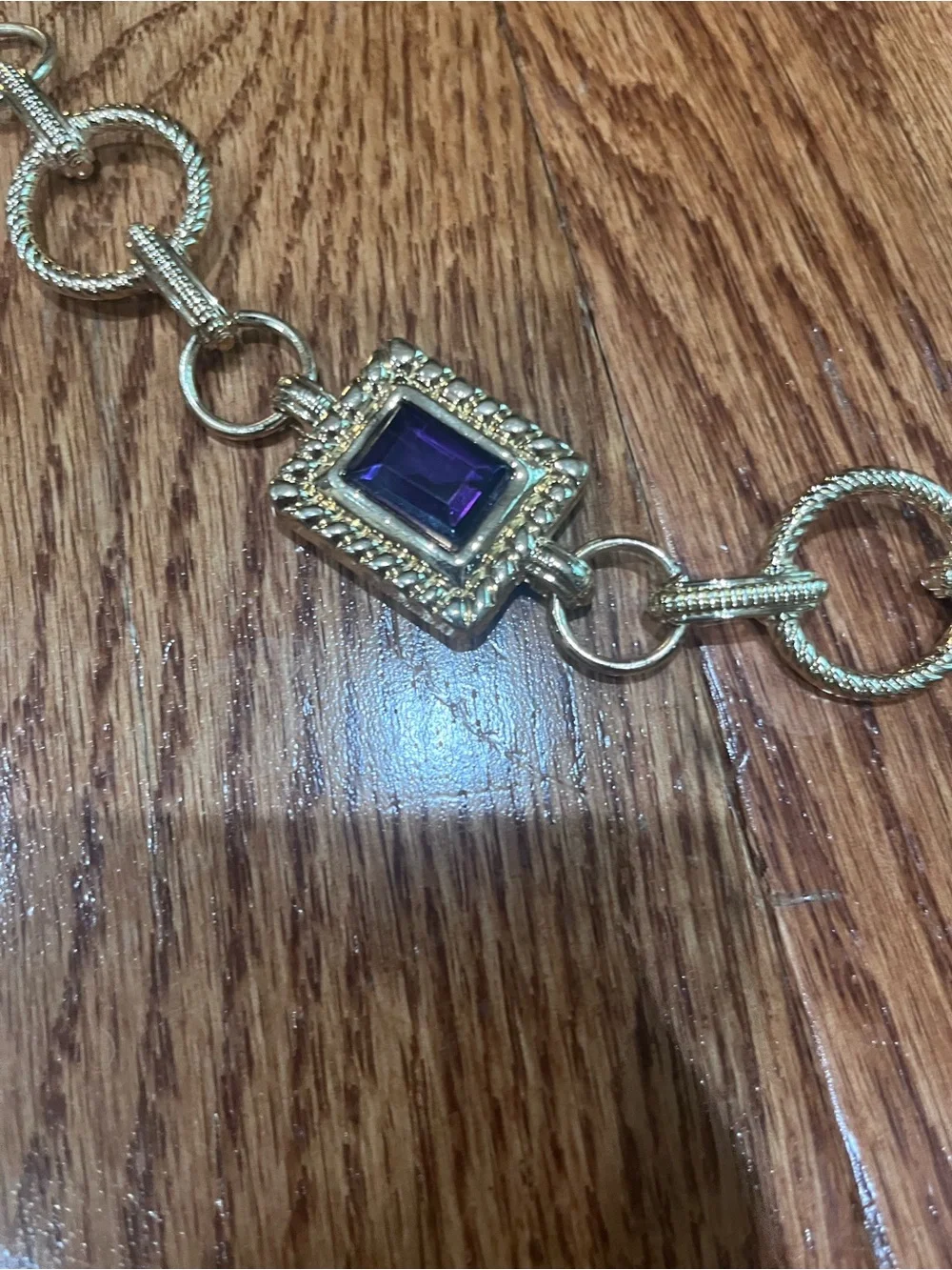 Gold-Tone Multi-Gem Square Link belt
